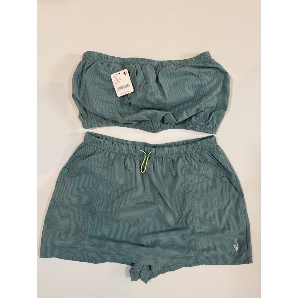 FP Movement Free People Way Home Skort and Tube Top Set Eucalyptus Green Blue S